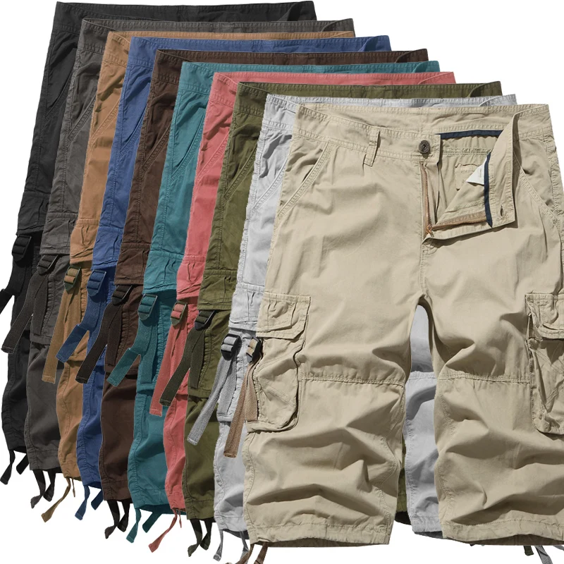 New style Cotton Below Knee Length 3/4 Long Shorts Men\'s Tactical Capri Pants Multi Pocket Summer Twill Work Cargo Pants Man