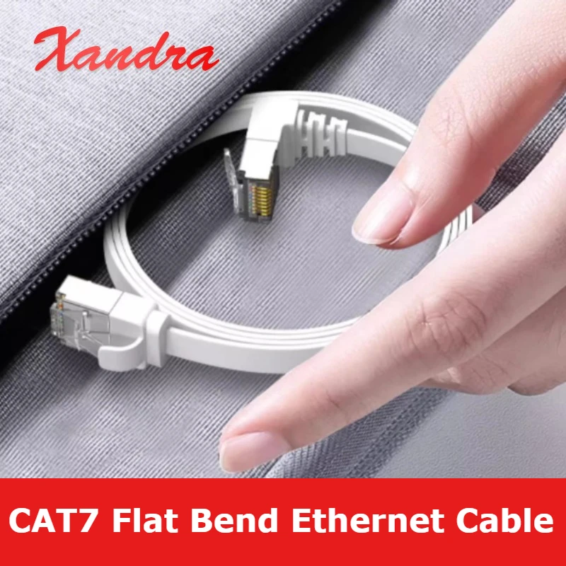CAT7 10 Gigabit Flat 90 Degree Bend Ethernet Cable CAT6A GB TV Router Broadband Line Universal L-type UP/Down RJ45 Network Wire
