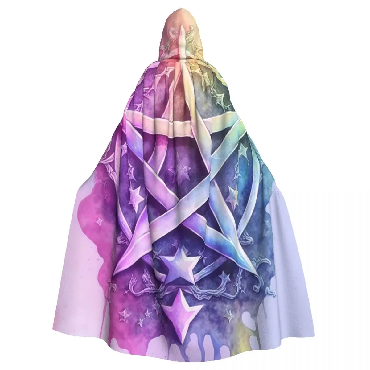 Occult Satanic Pentagram Long Hooded Cloak Witch Medieval Costume Cosplay Cape HalloweenParty Adult Unisex