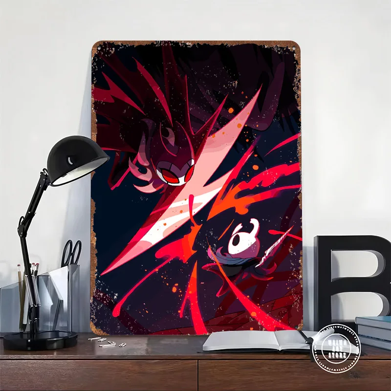 Hollow Knight Grimm Vs Hornet Battle Tin Poster Customized Wall Art Retro Vintage Metal Signs for Fans Room Office Decor House