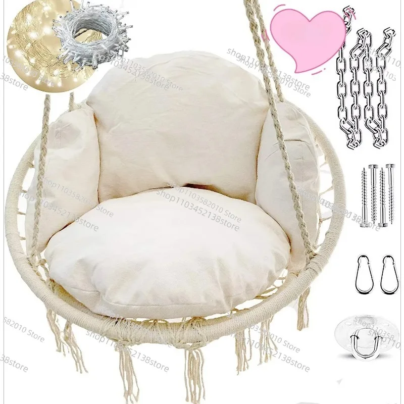 

Nordic Cotton Hammock Chair, Portable Ultra-Light Rope Woven Swing Hanging Chair for Indoor & Outdoor