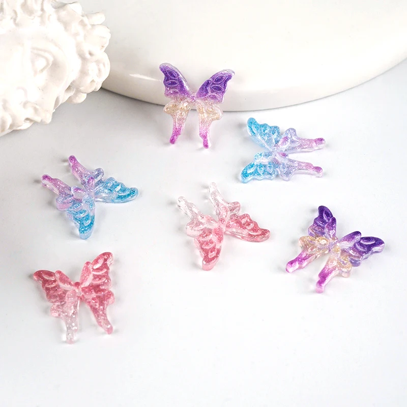 

6pcs Kawaii 3D Colorful Butterfly Cute Nail Art Decorations Nails Charms Designs DIY Resin Nail Professional Accessories