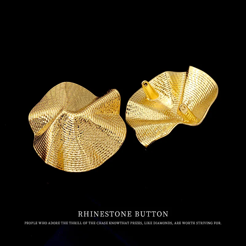 10pcs High-end Irregular Pleated Metal Umbrella-Shaped Button Wool Coat Trench Coat Decorative Fur Coat Golden Large Button N942