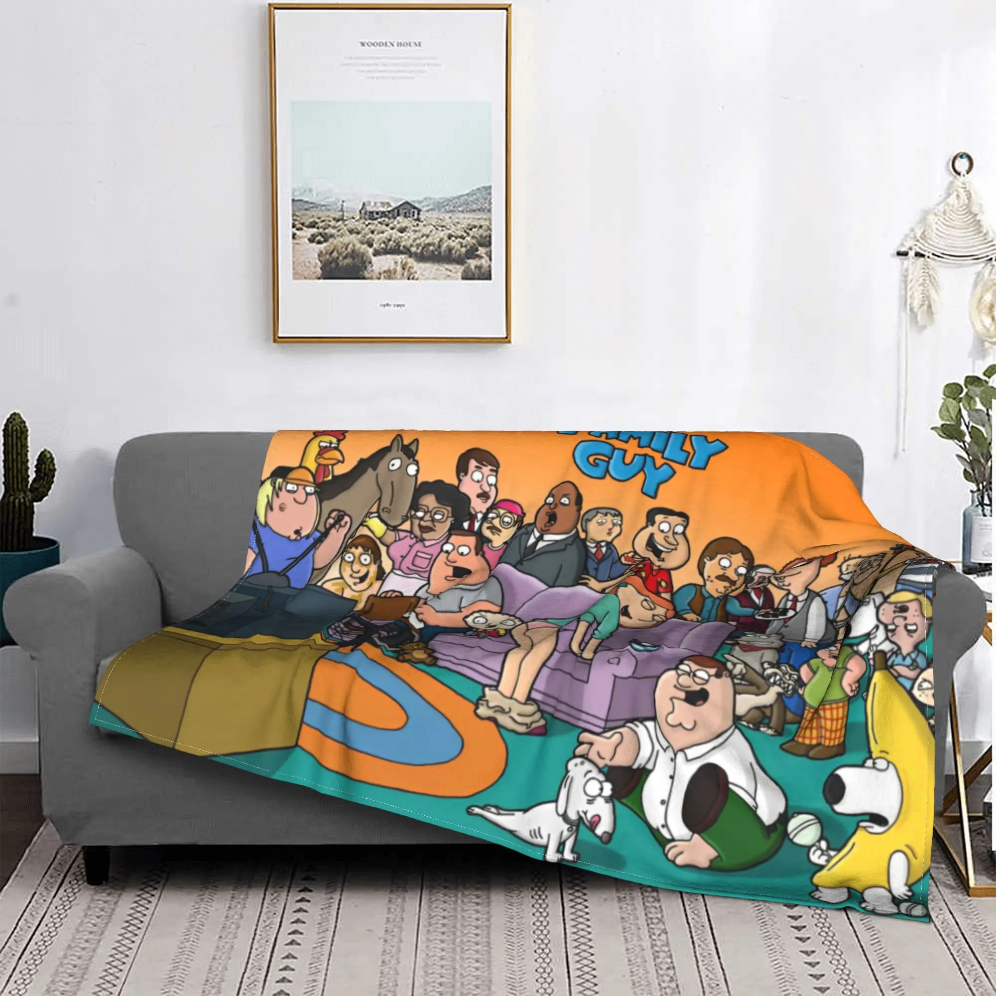 Families Guys Peter Griffin Blankets Fleece Cartoon Funny TV Lightweight Thin Throw Blanket for Outdoor Travel Bedding Quilt