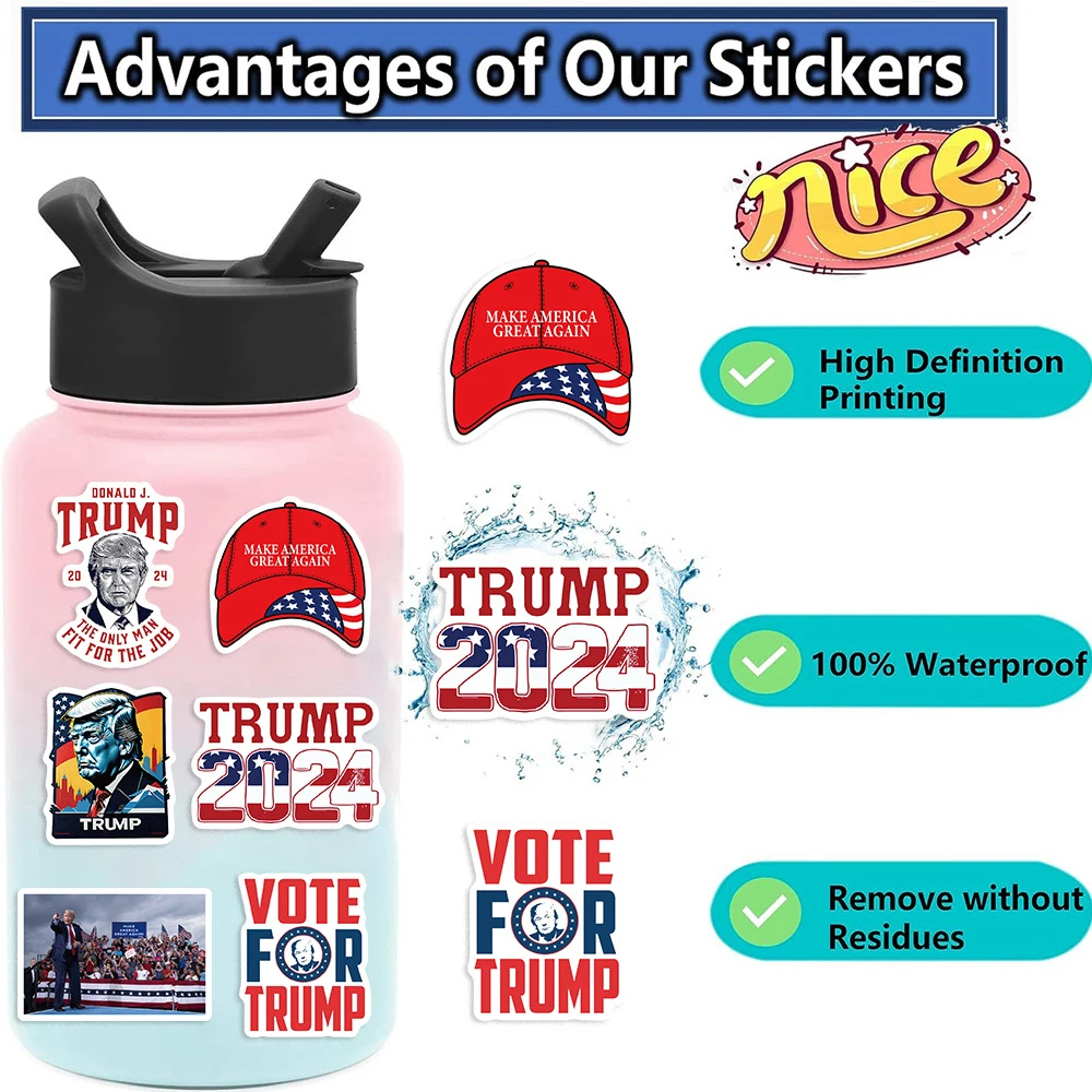 10/30/50pcs Trump Fight Fist 2024 Stickers Decals Waterproof Graffiti Skateboard Phone Laptop Vinyl Cool DIY Sticker Toys Gifts