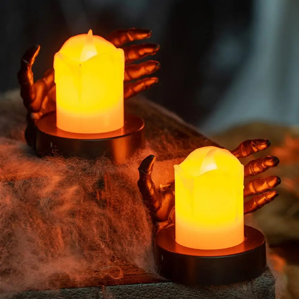 Halloween Candle Light Led Ghost Hand Candle Halloween Led Candle Light Flickering Flame Skeleton Hand Decoration Spooky