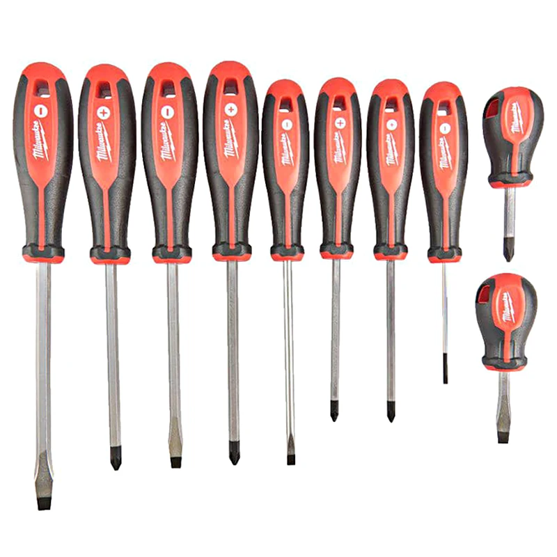 Milwaukee 4932471808 10 Piece Tri-Lobe Screwdriver Set Anti Collision Durable Slotted Phillips Screwdriver