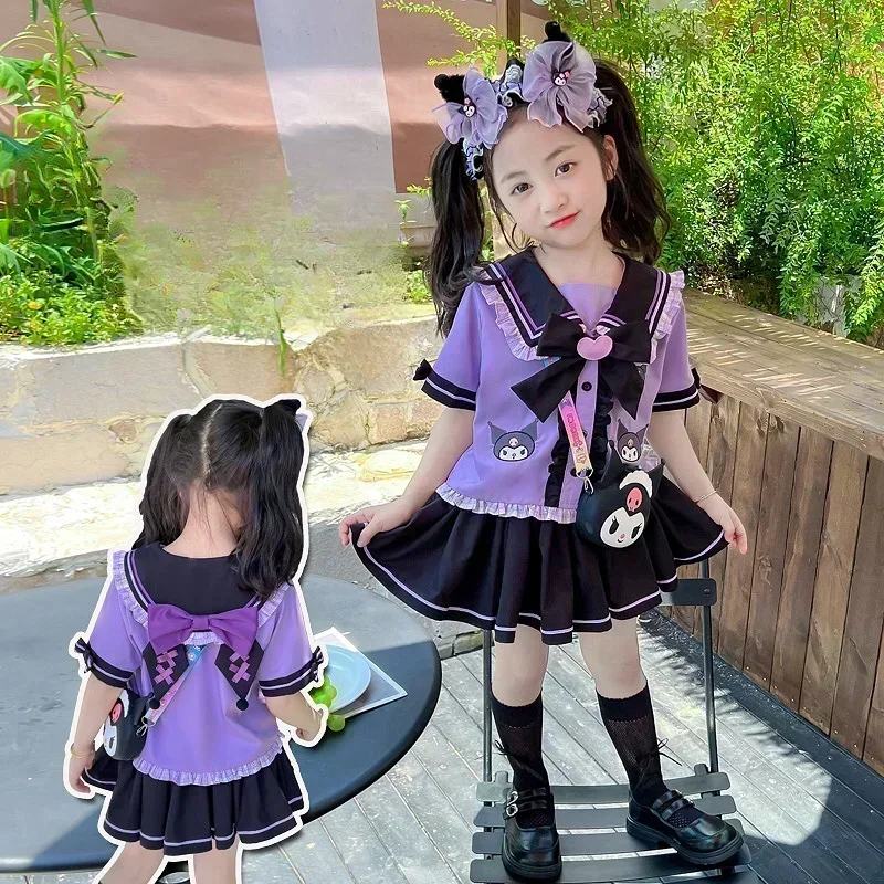 

Sanrio Kuromi Children's CosPlay Academy Style Pleated Skirt Girl Kawaii Princess Clothes Children's JK Uniform Birthday Gifts