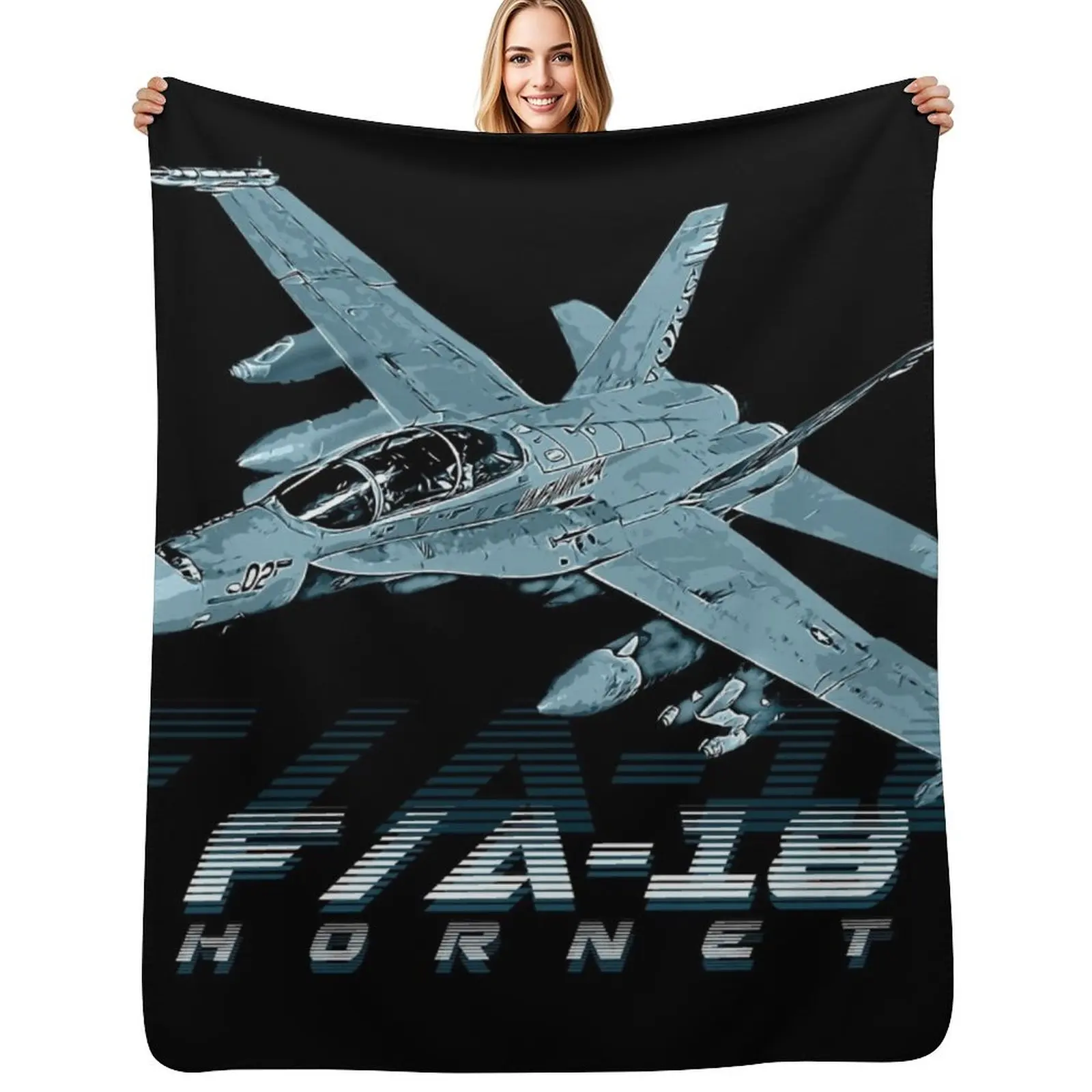 

F-18 Hornet Us Air Force Fighter Jet Throw Blanket Plaid on the sofa Retros Camping Luxury Thicken Blankets