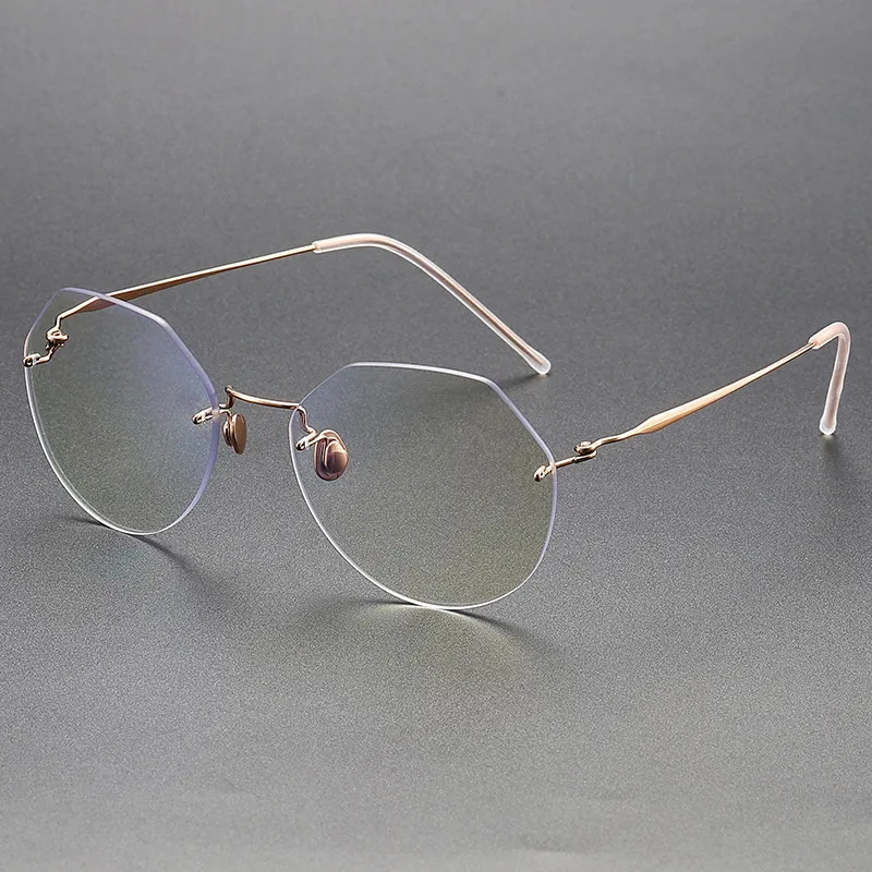 Denmark Brand Fashion Big Rimless Polygon Glasses Frame Men Women Titanium Ultralight Thin Rim