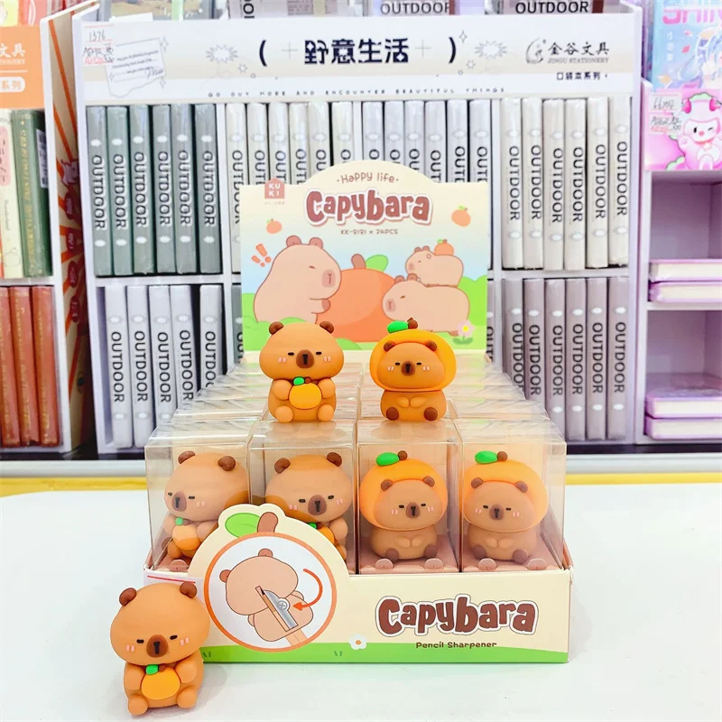 24 pcs/lot Kawaii Capybara Pencil Sharpener Cute Hand Mechanical Cutter Knife Stationery Gift School Supplies