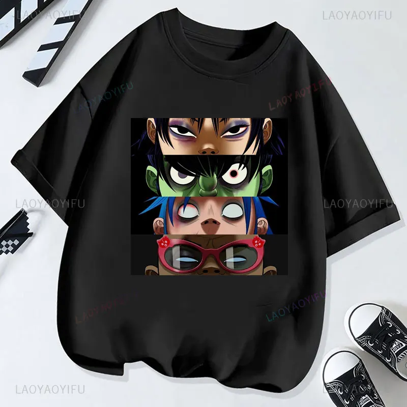 

Gorillaz Camiseta Men Women Music Band T Shirt 90s Crewneck Cotton T-shirts Clothes Vintage Y2K Clothing Graphic Tee