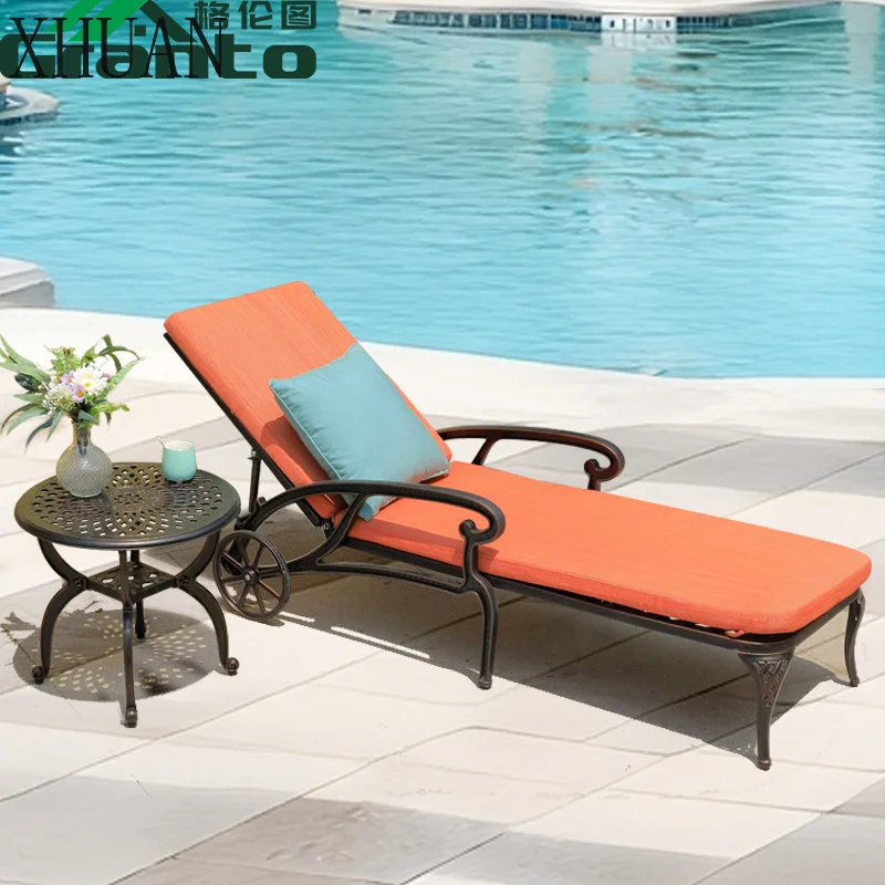 Outdoor terrace leisure bed leisure beach seaside lounger