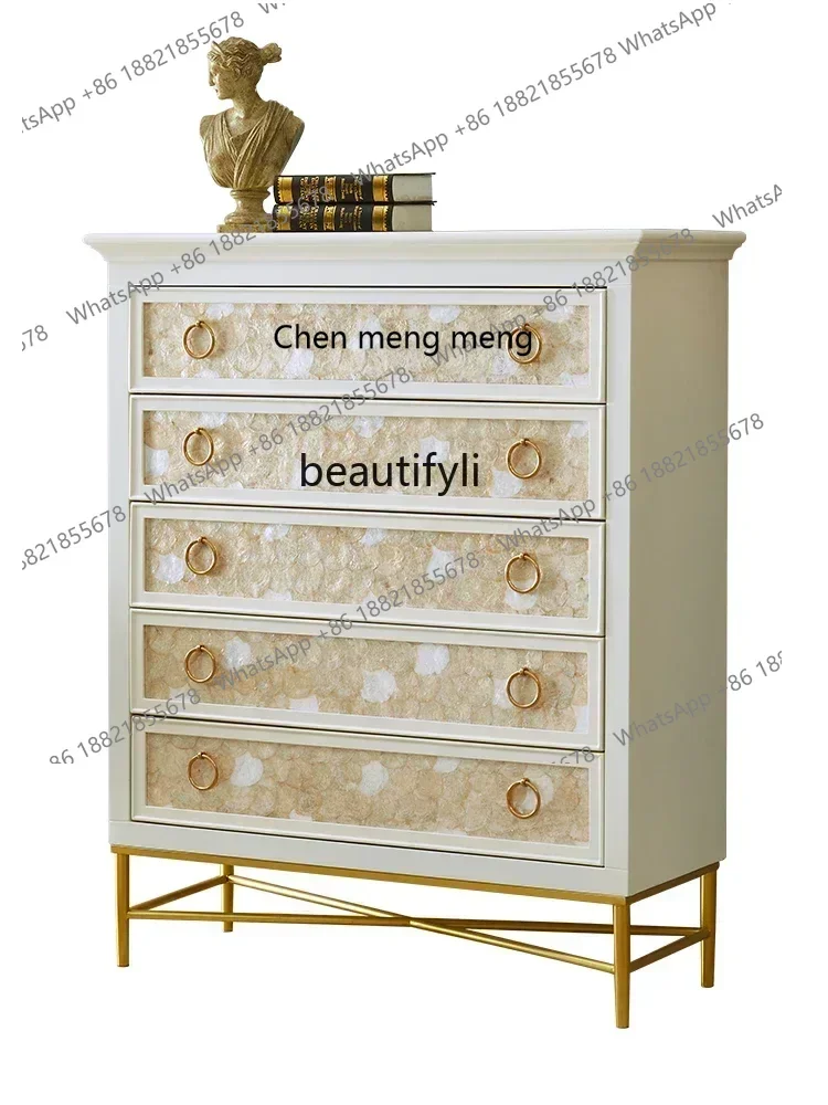 D178  Living room chest of drawers light luxury porch cabinet locker American solid wood storage drawer cabinet