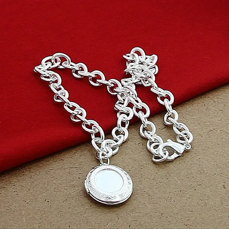925 Sterling Silver Oval Photo Frame Pendant Necklace 18 Inch Chain For Women Wedding Engagement Fashion Jewelry