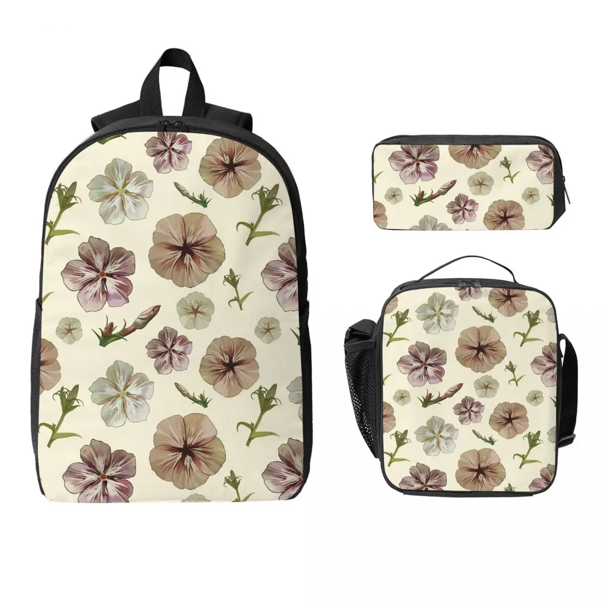 

Phlox Flowers Backpack Student Boys Girls BookBag School Bag Computer Shoulder Bags 3ps Insulated Lunch Bag Pencil Case