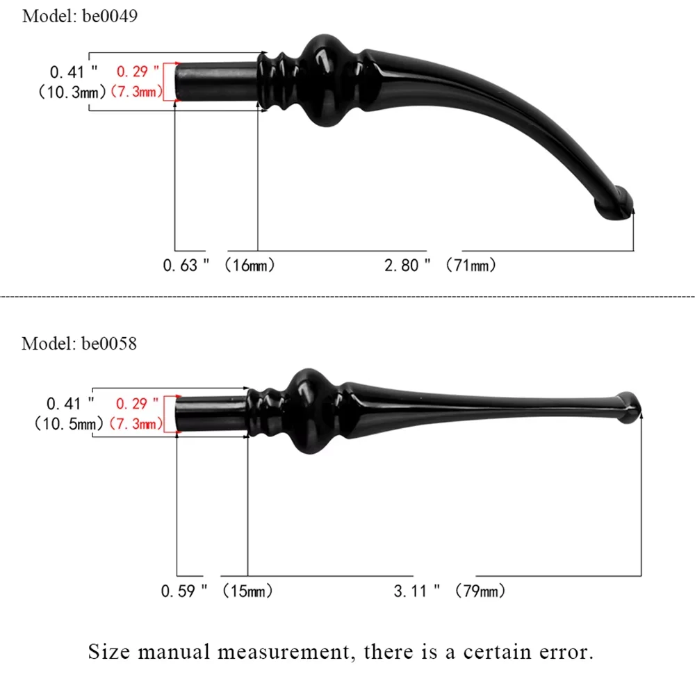 1pc 3mm Curved /Straight handle Pipe Stem， Acrylic Stem Mouthpiece Replacement， For Tobacco Pipe ，Tenon outer diameter 7.3mm