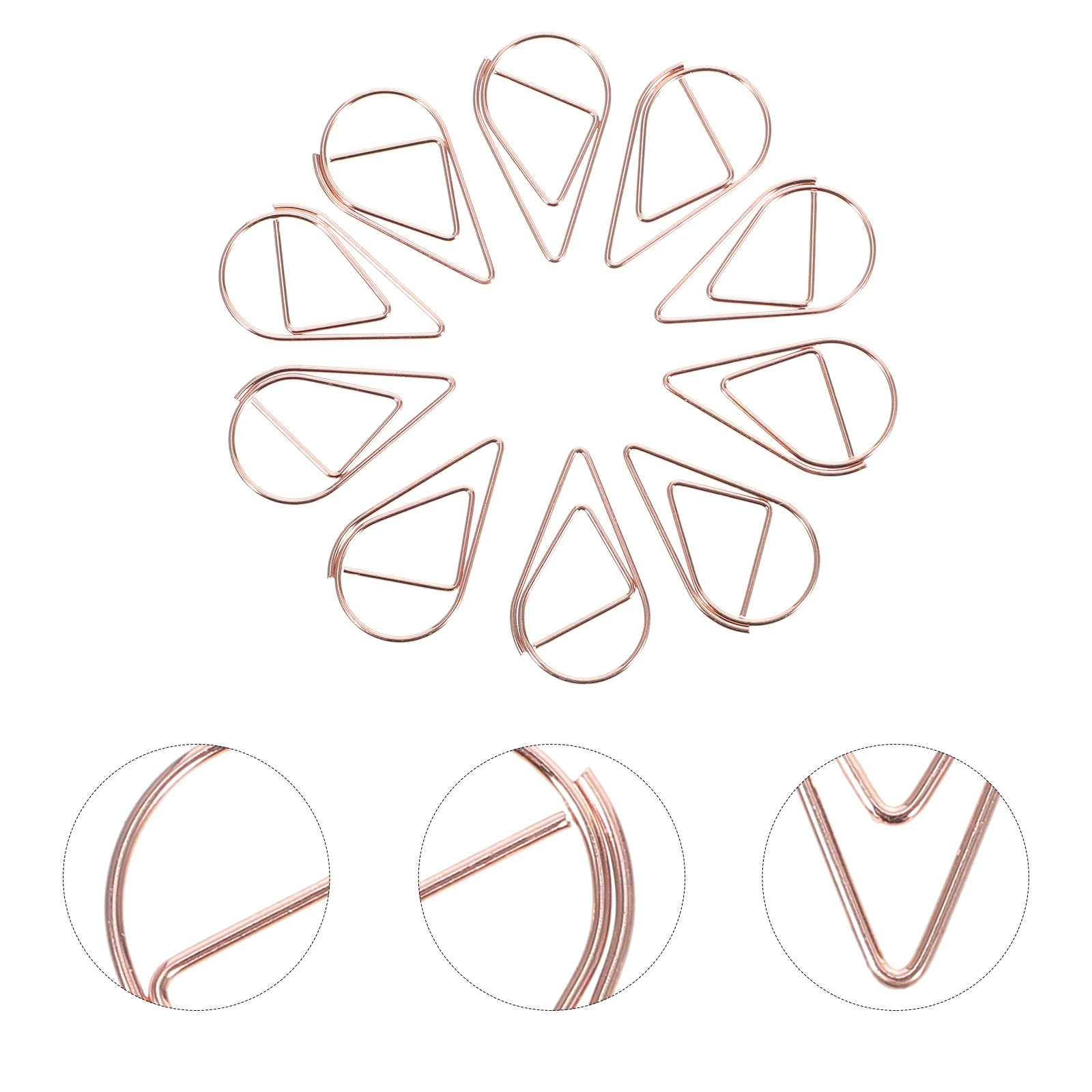 10pcs Water Drop Shaped Metal Paper Clips Office Supplies Sturdy Note Clip For Documents Photos Cards Small Lightweight
