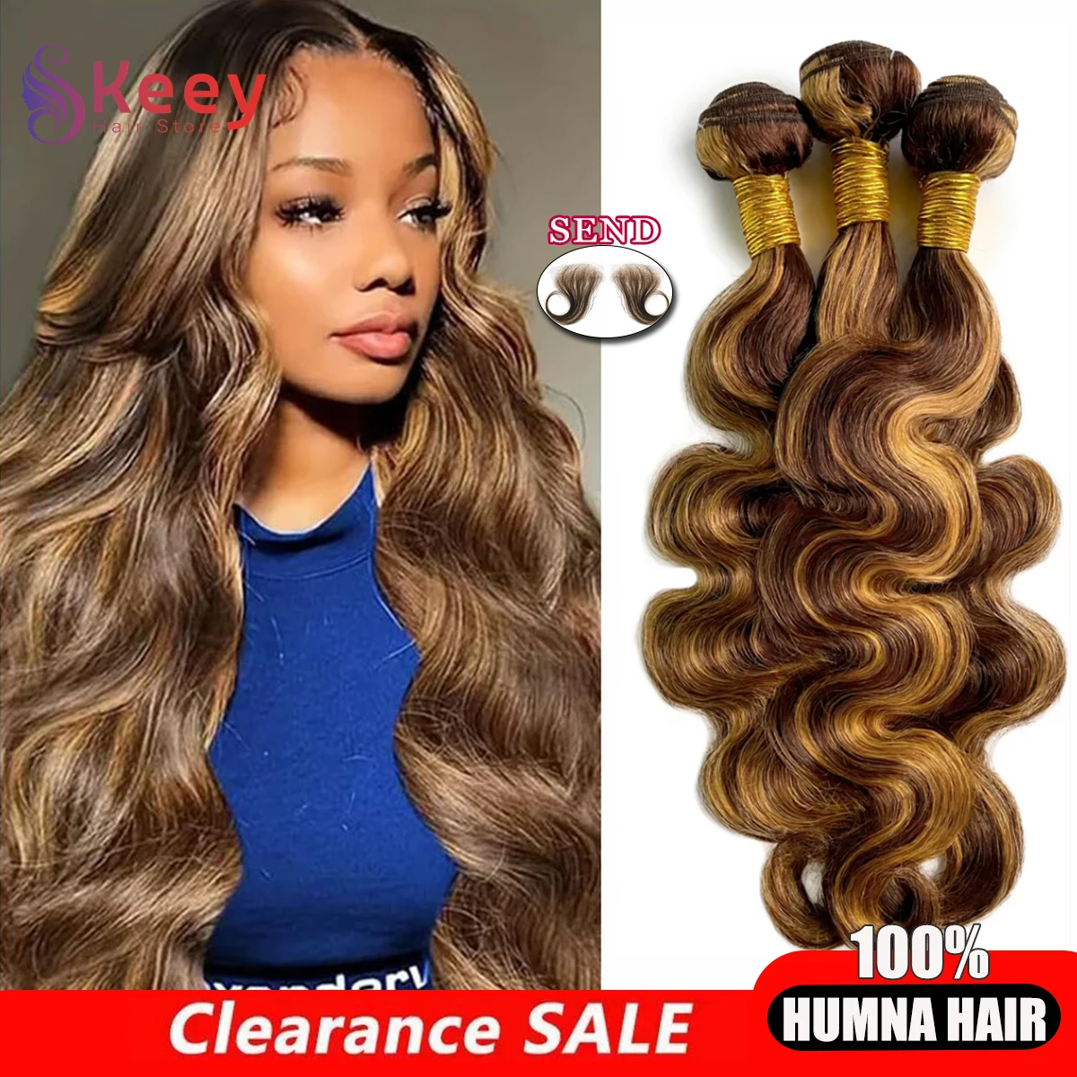 

28-дюймовый медовый блондин 4/27 пучки объемных волн 16a девственные необработанные необработанные человеческие волосы бразильские 4/5/6 шт. наращивание волос