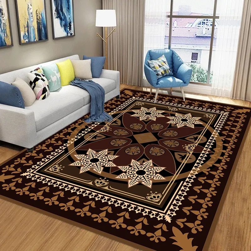 

Reese Velvet Short Hair Brown Traditional Oriental Pattern Rectangle Carpet Large Rug Living Room Bedroom Floor Protection Decor