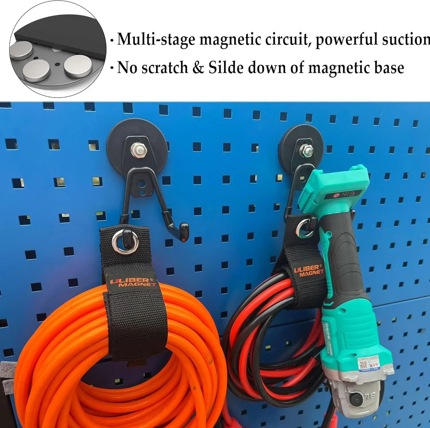 خطافات جراج مغناطيسية شديدة التحمل، 10 عبوات من خطافات مغناطيسية قوية كبيرة لمثقاب الطاقة وأدوات الحدائق والخرطوم والبيجبال والمرآب