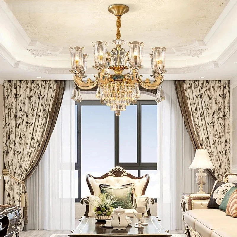 

Copper Living Room Crystal Chandelier Luxury Villa Restaurant Hotel Lobby Chandeliers
