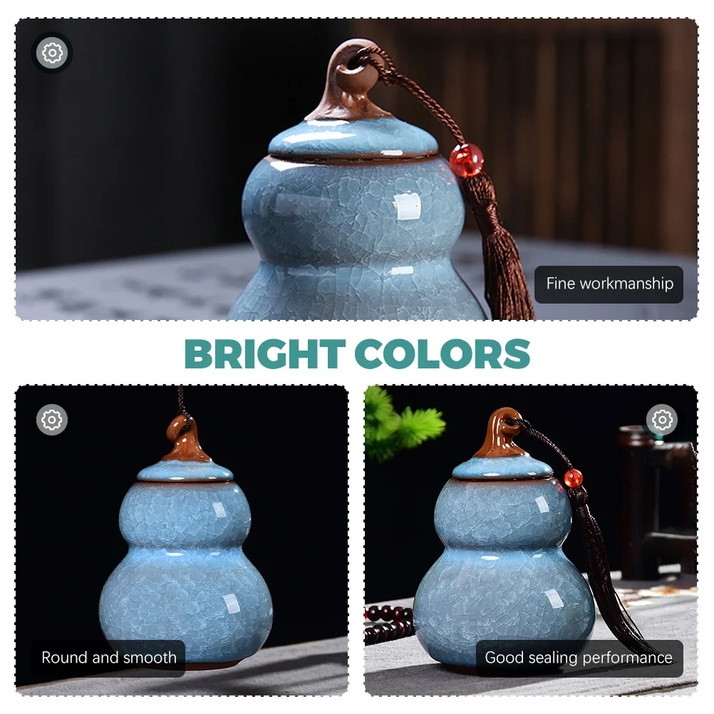 

Ceramic Storage Jar Gourd Shaped Tea Leaf Container Airtight Holder for Coffee Flour Sugar Tea Jar Coffee Canister
