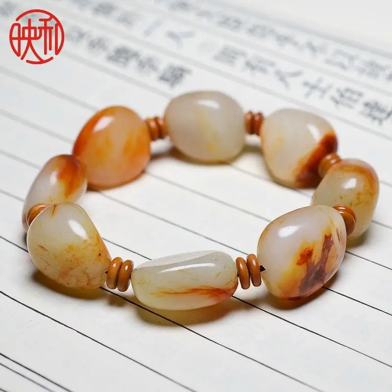 , Hetian Stone , Red Skin White Flesh , Sheep Fat Jade Bracelet Men And Wo