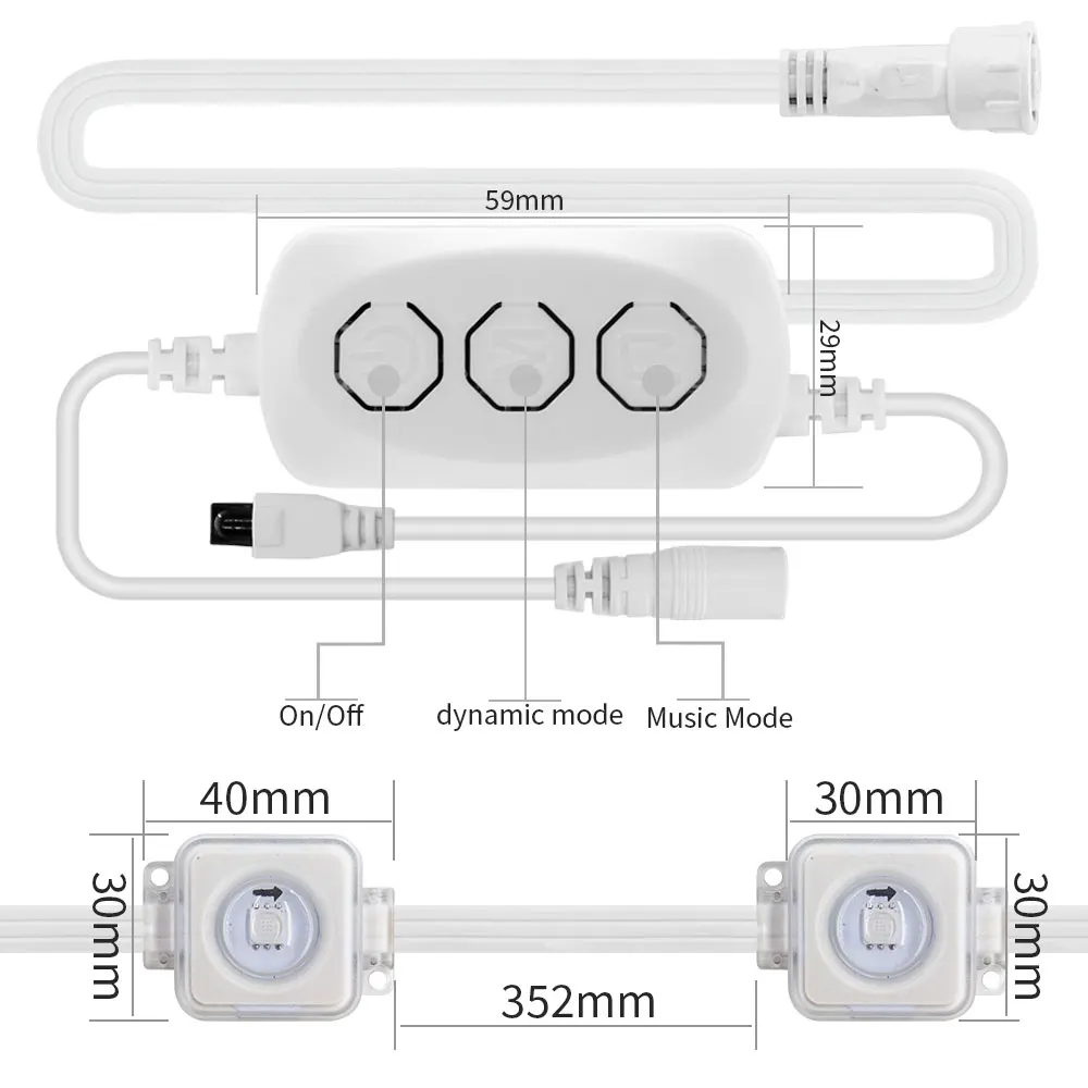 Imagem -02 - Outdoor Eaves Led Light String Rgb Luz Decorativa 2.4g Controlador Wifi Funciona com Alexa Google Home Assistant 5054 16703ic