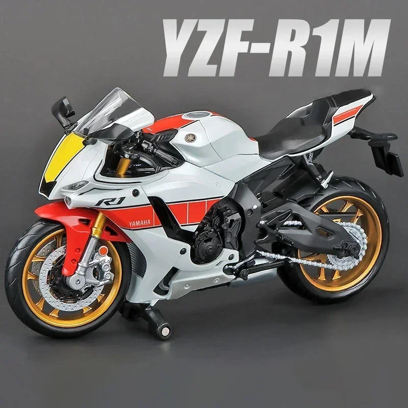 1:12 Yamaha YZF-R1M 60 주년 레이싱 오토바이 합금 오토바이 모델 충격 흡수 장치 컬렉션 장난감 자동차, 아이 선물