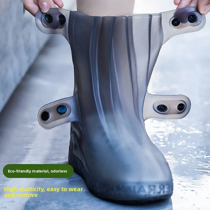 

Утолщенные силиконовые чехлы для обуви от дождя, водонепроницаемые, нескользящие, унисекс, высокие, для зимнего домашнего использования, устойчивые к морской воде
