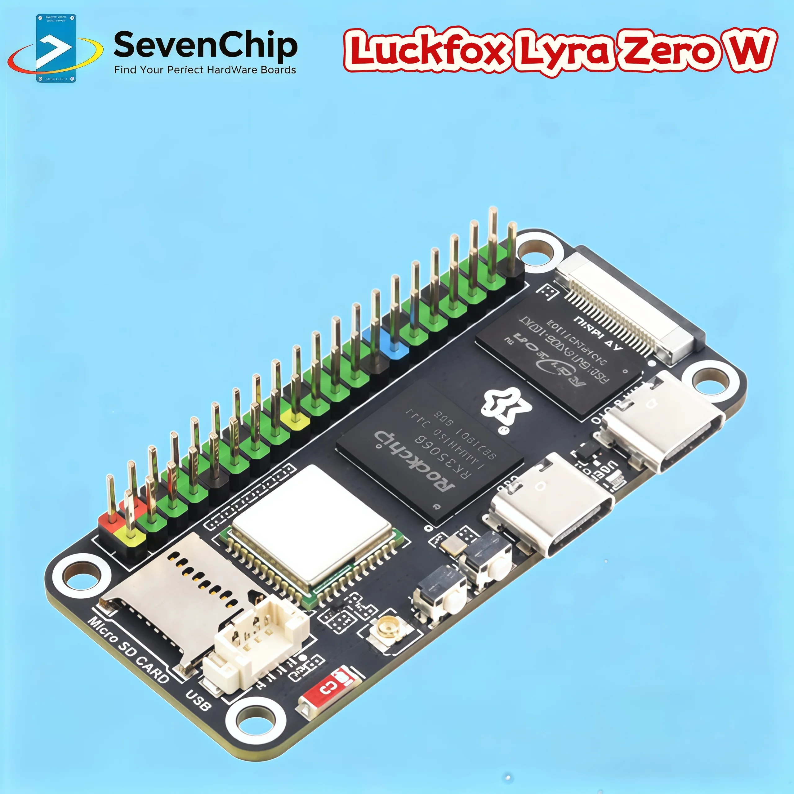 

Waveshare Luckfox Lyra Zero W Micro Linux Board, Integrated with Triple-core Cortex-A7 Based on RK3506B Chip