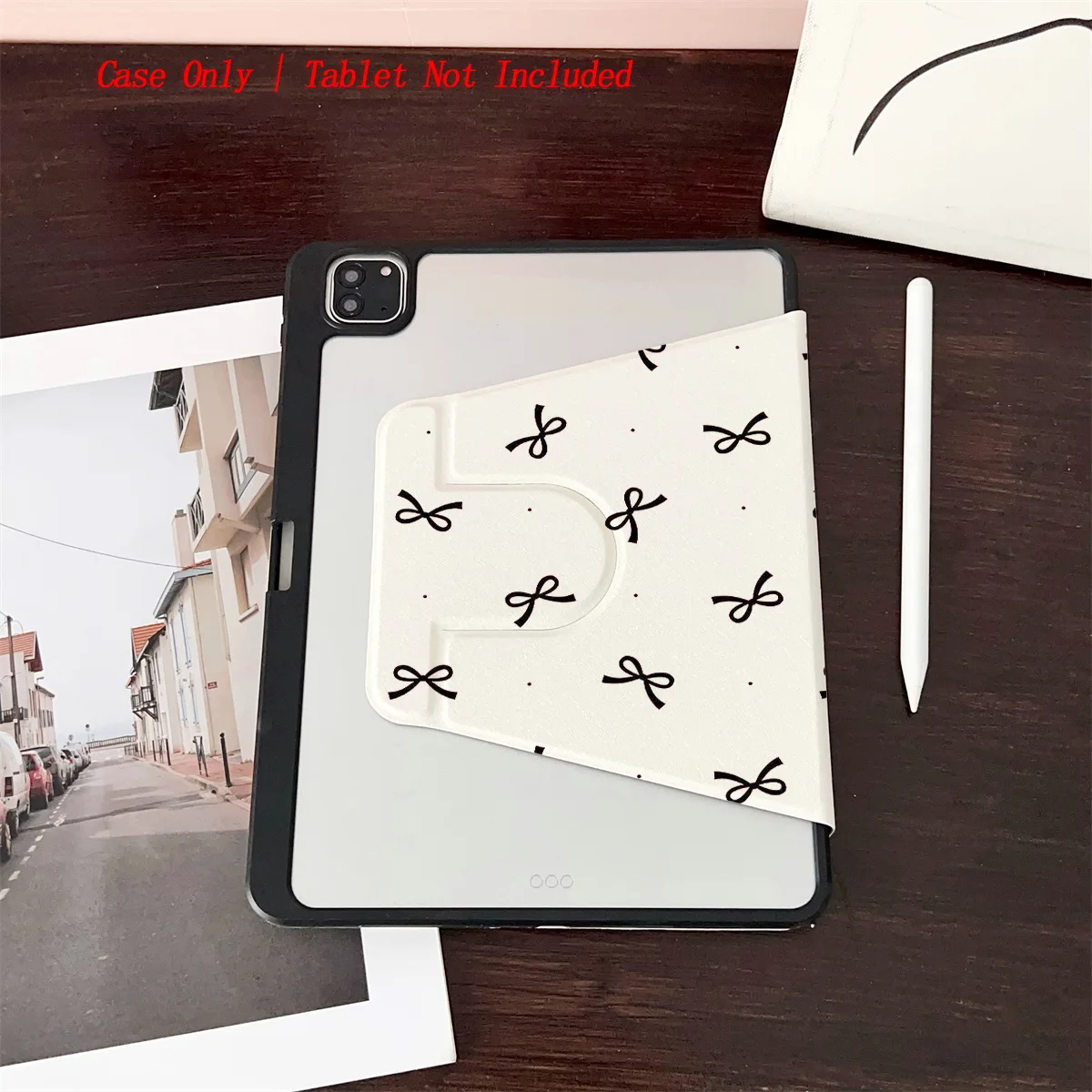 

Simple Fresh 360° Rotating iPad Book Cover with Pen Slot & Sun Pattern, Fits Multiple Apple Models