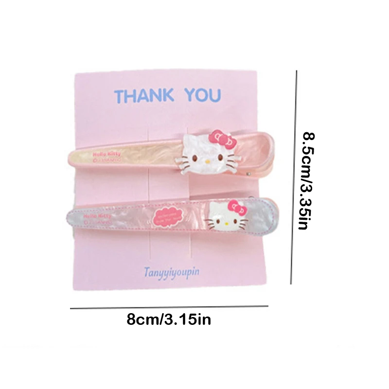 2Pcs Cute Sanrio Hello Kitty Melody Kuromi Hair Clip Cartoon Anime Hairpin Side Bangs Clips For Girls Headwear Hair Accessories