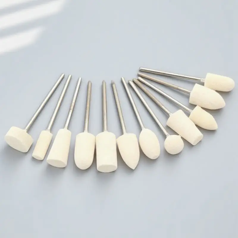 12 Uds. Cabezales de molienda de lana, brocas pulidoras de uñas Premium para manicura segura, herramienta de rebabas abrasivas duraderas