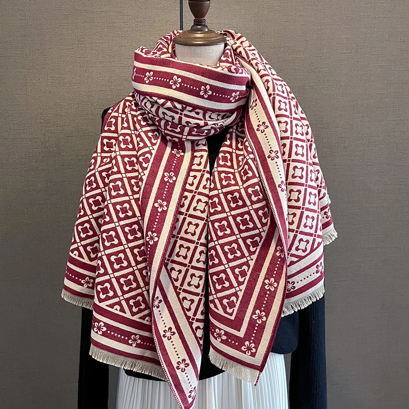 Warm Fashion Pashmina 2023 Design Cashmere Scarf Women Winter Wrap Shawl Head Scarves Femal Poncho Neckerchief Echarpe Bandana