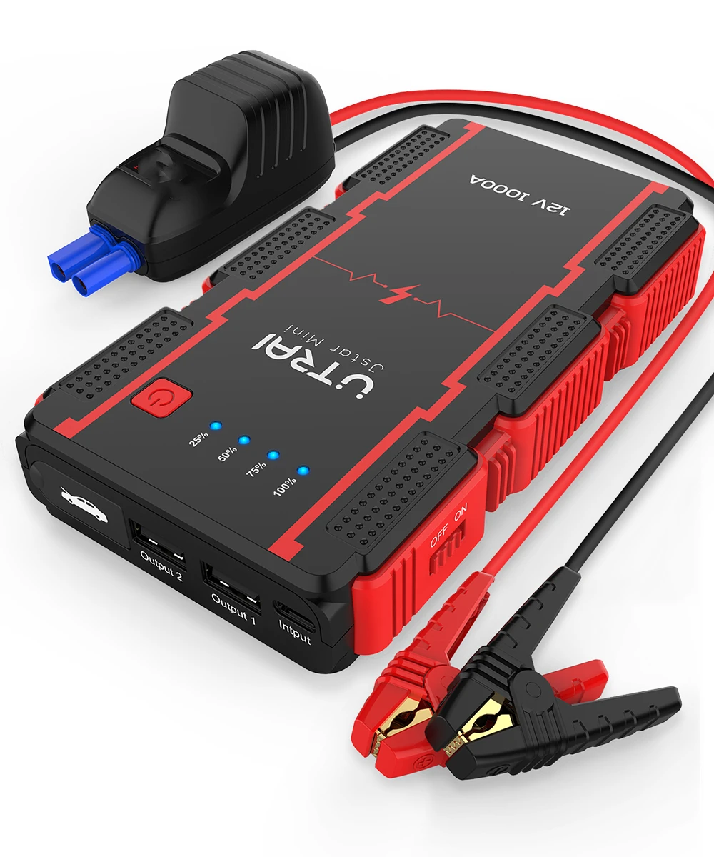 2pcs Utrai 1000A Peak Current Jumpstart 12V/8A jump starter power bank portable car battery mini   Wholesale Factory