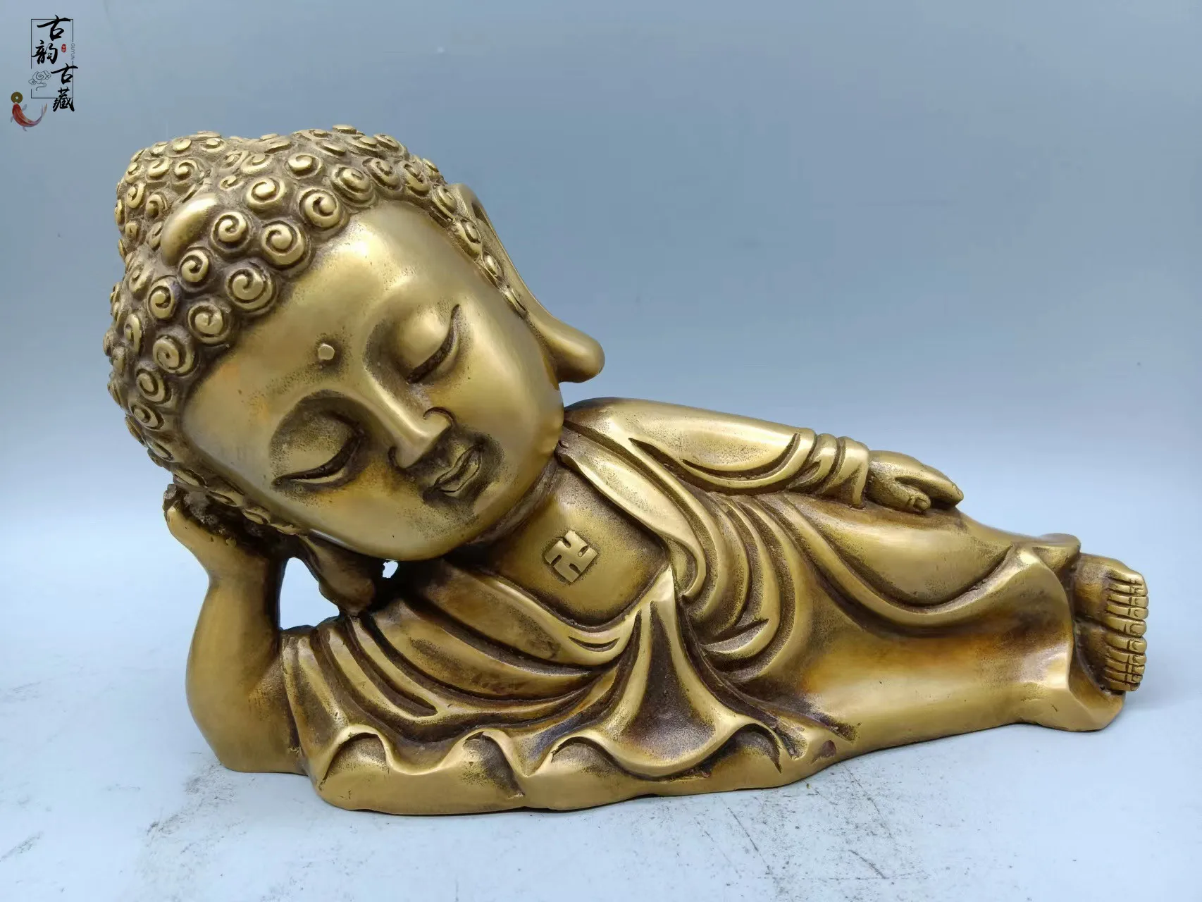 

Bronze Buddha statue of Sakyamuni, brass, Sleeping Buddha