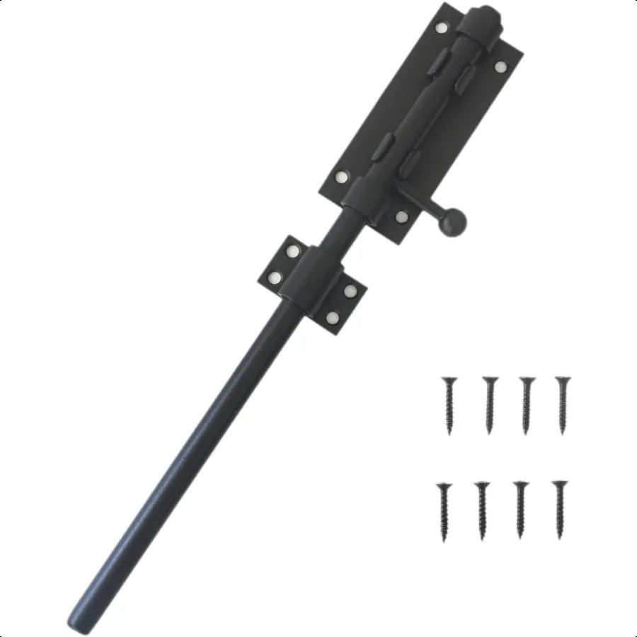 Kunci Pengaman Geser Baja Anti Karat 304 dengan Lubang Gembok, Ukuran 12 Inci, Hitam, Tugas Berat, untuk F