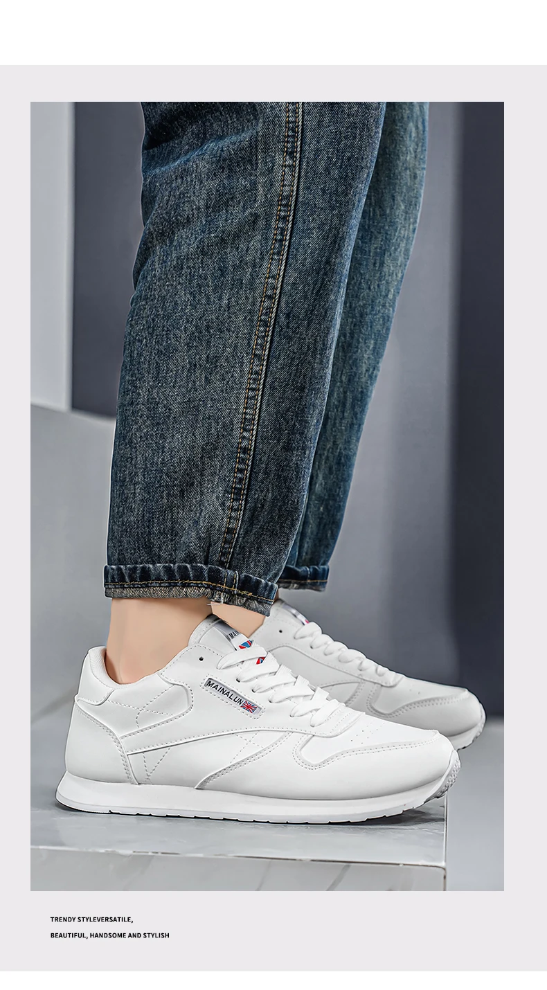 Herren Freizeitschuhe, Weiße Sneaker, Einfarbig Klassisch, Bequem und Stilvoll, Geeignet zum Gehen und für Outdoor-Training – Detail 7