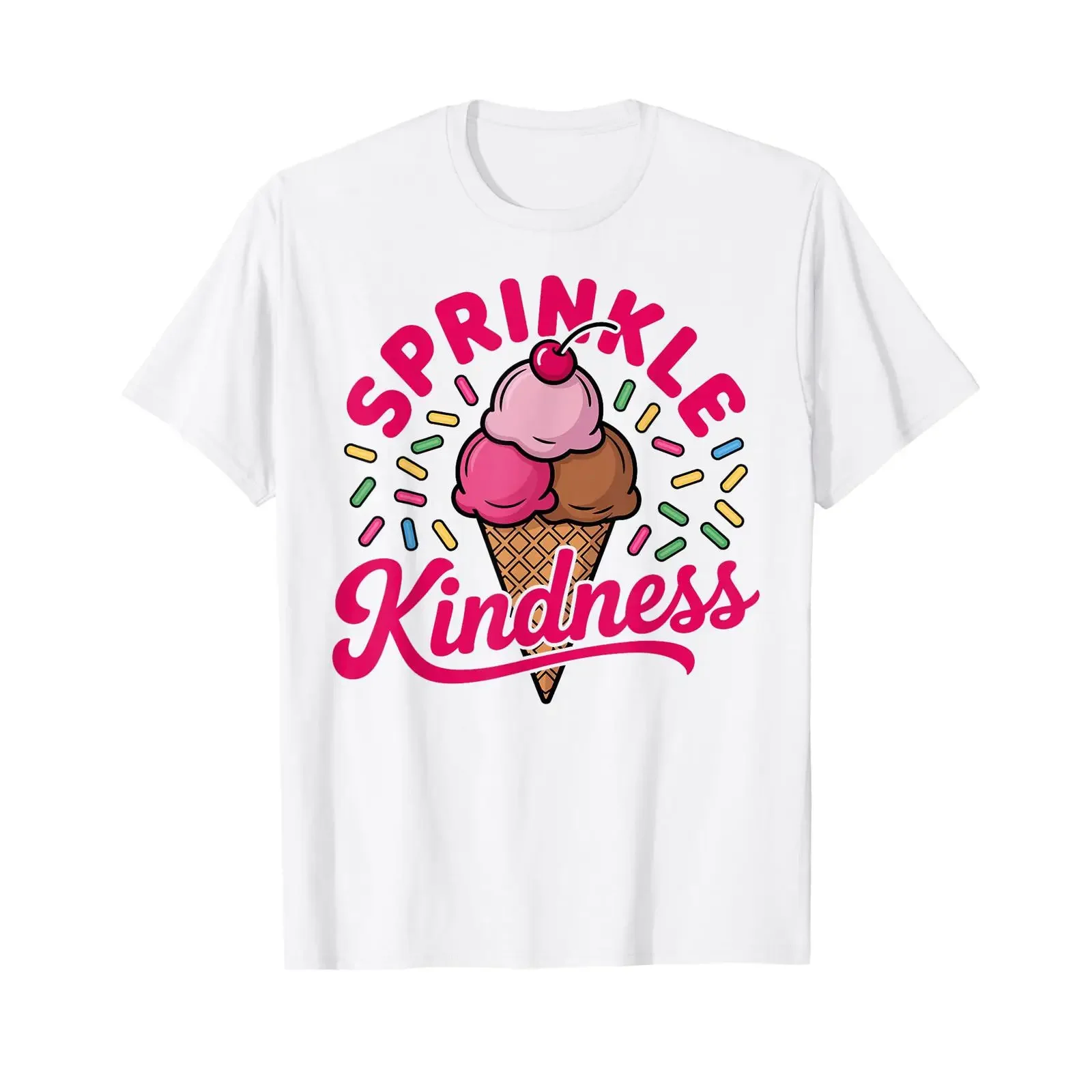 Ice Cream Sprinkle Kindness Funny Lover Women T Shirt vintage Washed Top For Everyday Wear Versatile graphic Slightly