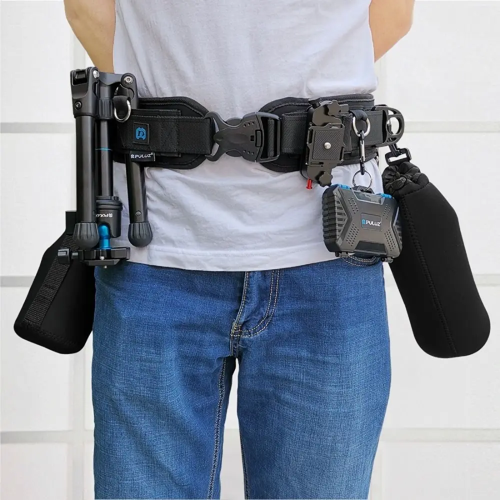 Adjustable Cameras Waist Belt Multi-functional Hanging SLR/DSLR Waistband Strap Clip Hook D-rings Camera Lens Bag Photographer