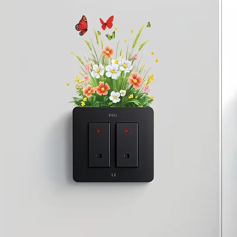 1 piece of elegant floral switch sticker - self-adhesive switch sticker, suitable for bedroom - easy to clean home decoration