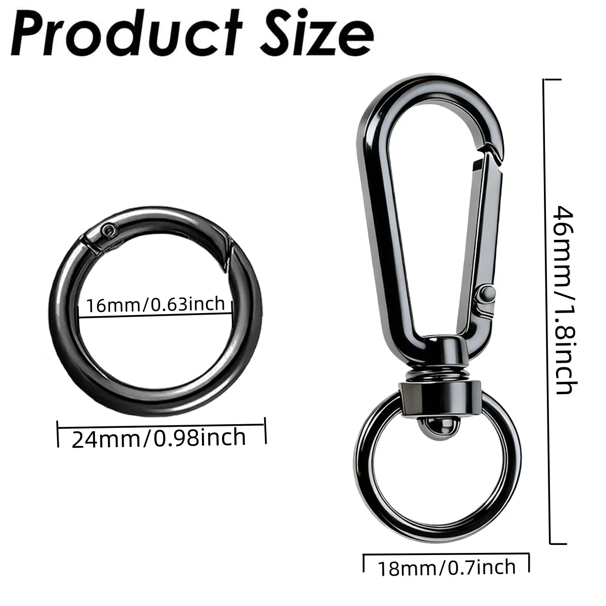 2/4/8 Sets Double Opening Swivel Clasp Clips Snap O Ring Metal Spring Swivel Hooks for Keychains DIY Crafts Lanyard Gift Travel