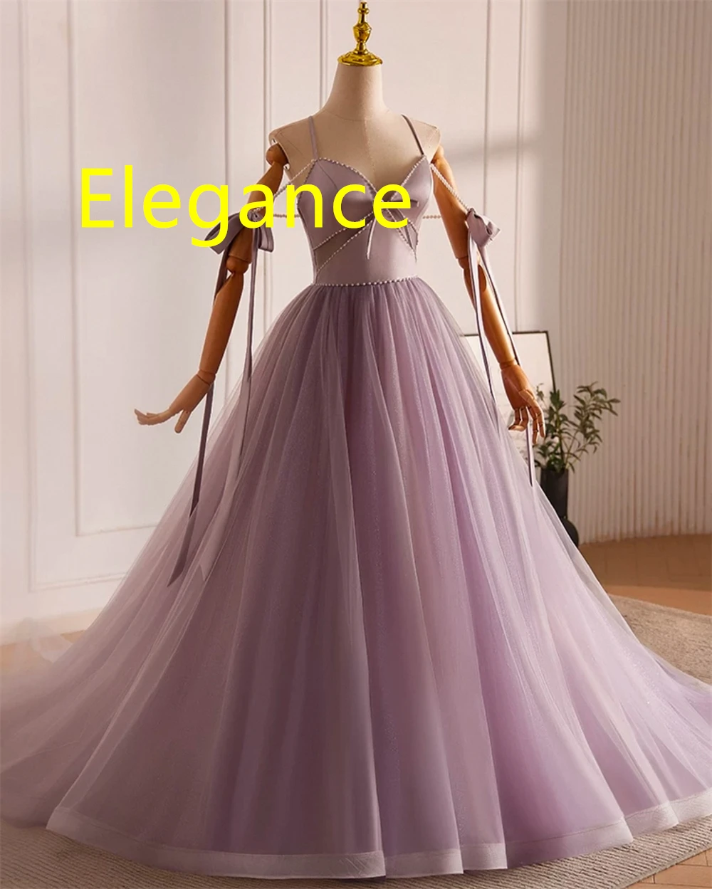 Robe de soirée en Organza violet clair, personnalisée, délicate, exquise, sans bretelles, épaules dénudées, sans manches, dos à lacets, robe de soirée