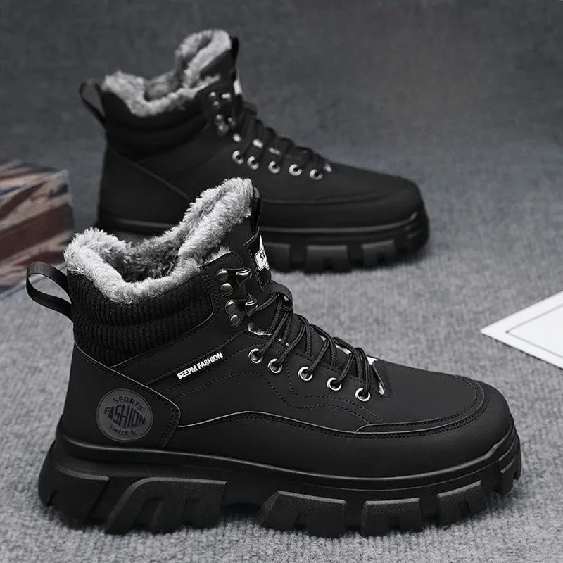 Warm Cold Proof Snow Boots for Men Outdoor Hiking High Top Winter Shoes Man Anti Slip Offer Sale Original Deals Waterproof Fur