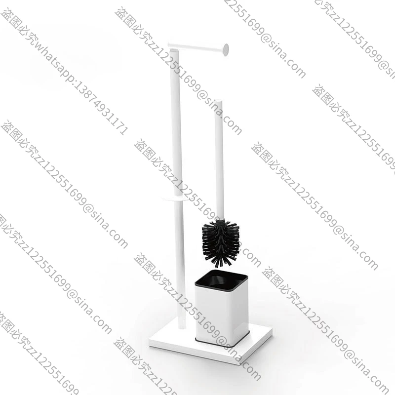 Suitable for Bathroom Floor-to-ceiling Tissue Holder with Toilet Brush Stainless Steel Roll Holder Standing Toilet Paper Holder