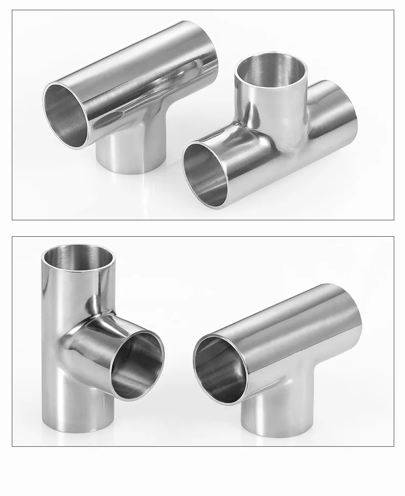 304 stainless steel welded tee joint Sanitary grade pipe tee 316 positive tee connector Equal diameter T-shaped pipe