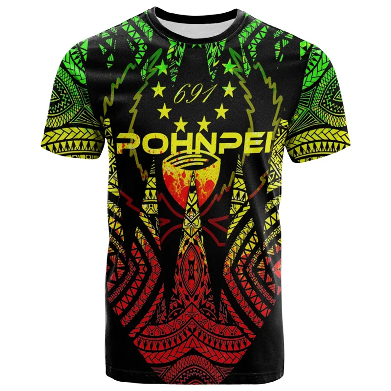 Pohnpei Micronesia 3D Printing T Shirt Men Women Graphic T-shirt Fashion Short Sleeves Male Clothes Tops Oversized Tee Shirts