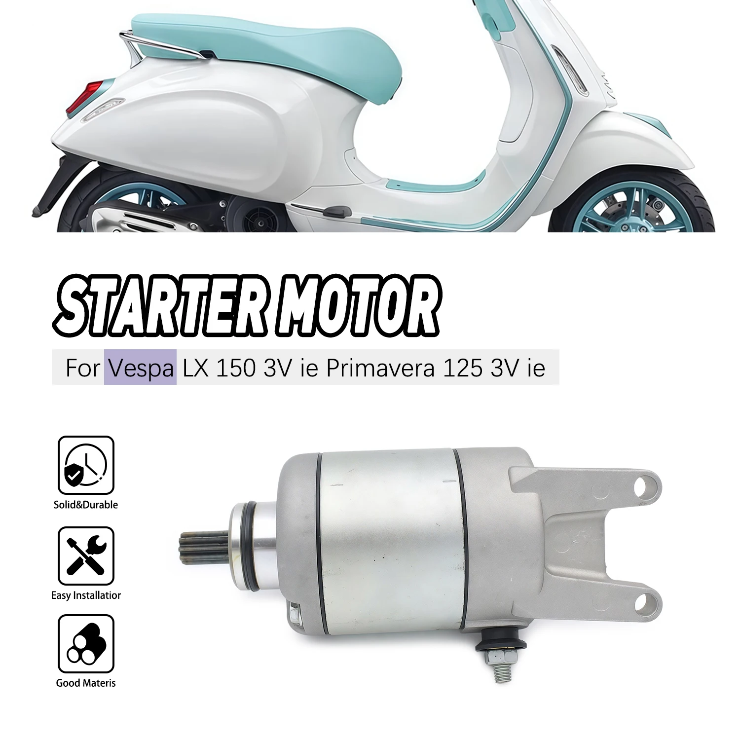 Engine Starter Motor For Vespa LX 150 3V ie 2012-2013 LX 125 3V ie 2012-2014 250 X7 2008-2010 7002687 Motorcycle Parts